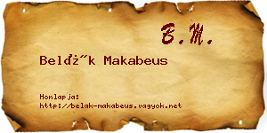Belák Makabeus névjegykártya